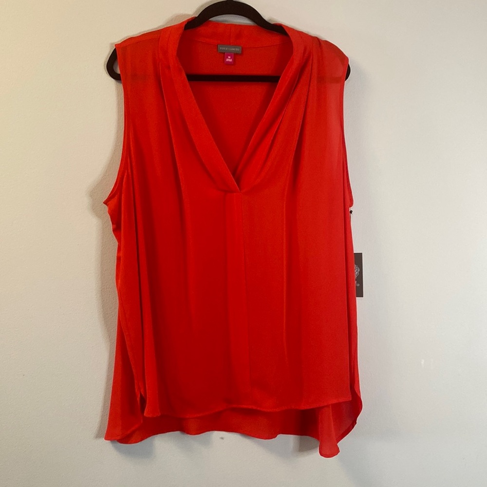 Vince Camuto Red/Orange Shirred Sleeveless Top - 3X